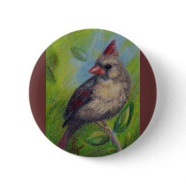 Little Miss Cardinal aceo Button