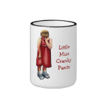 Little Miss Cranky Pants: Pouting Girl: Pastel Art Ringer Mug