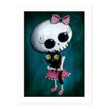Little Miss Death - Hallowen Beauty Post Card