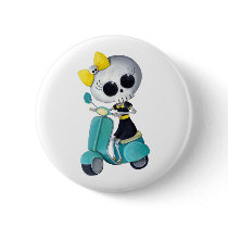 Little Miss Death on scooter buttons by colonelle Little Miss Death on scooter buttons