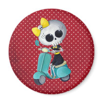 Little Miss Death on scooter magnets by colonelle Little Miss Death on scooter magnets