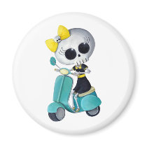 Little Miss Death on scooter magnets by colonelle Little Miss Death on scooter magnets