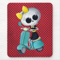 Little Miss Death on scooter mousepads by colonelle Little Miss Death on scooter mousepads