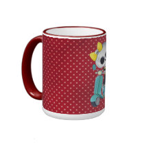 Little Miss Death on scooter mugs by colonelle Little Miss Death on scooter mugs