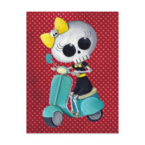 Little Miss Death on scooter postcards by colonelle Little Miss Death on scooter postcards