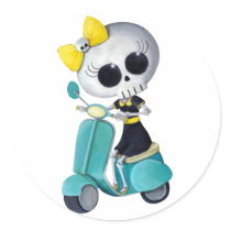 Little Miss Death on scooter stickers by colonelle Little Miss Death on scooter stickers
