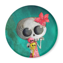 Little Miss Death with Halloween Ice Cream magnets
