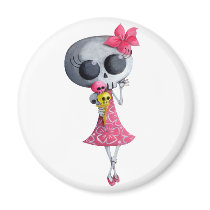 Little Miss Death with Halloween Ice Cream magnets
