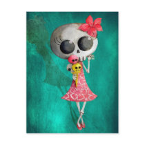 Little Miss Death with Halloween Ice Cream postcards