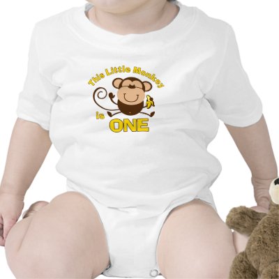 Little Monkey 1st Birthday Boy Infant Creeper by pinkinkart