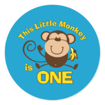 Little Monkey 1st Birthday Boy Sticker