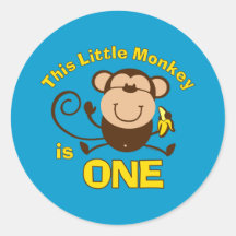 Little Monkey 1st Birthday Boy Sticker