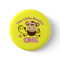 Little Monkey 1st Birthday Girl Button