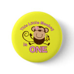 Little Monkey 1st Birthday Girl Button