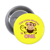 Little Monkey 1st Birthday Girl Button