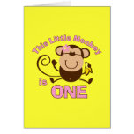 Little Monkey 1st Birthday Girl Card