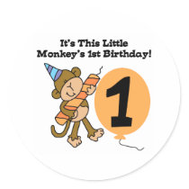 Little Monkey 1st Birthday Sticker