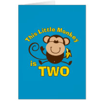 Little Monkey 2nd Birthday Boy Card