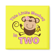 Little Monkey 2nd Birthday Girl Magnet