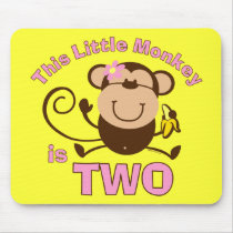 Little Monkey 2nd Birthday Girl Mousepad