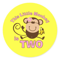 Little Monkey 2nd Birthday Girl Sticker
