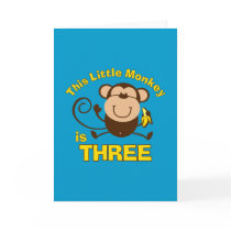 Little Monkey 3rd Birthday Boy Greeting Card