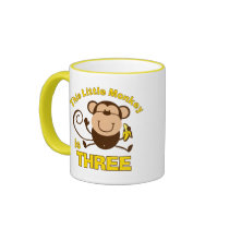 Little Monkey 3rd Birthday Boy Coffee Mugs