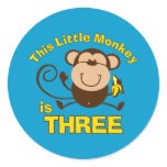 Little Monkey 3rd Birthday Boy stickers