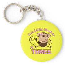 Little Monkey 3rd Birthday Girl Keychains