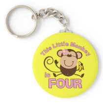 Little Monkey 4th Birthday Girl Key Chains
