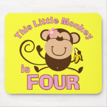 Little Monkey 4th Birthday Girl Mouse Pads