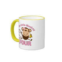 Little Monkey 4th Birthday Girl Mugs