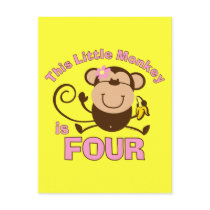 Little Monkey 4th Birthday Girl Post Card