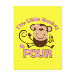 Little Monkey 4th Birthday Girl postcards