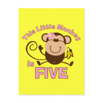 Little Monkey 5th Birthday Girl Post Cards