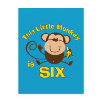 Little Monkey 6th Birhday Boy Postcards