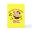 Little Monkey 6th Birthday Girl cards