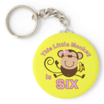 Little Monkey 6th Birthday Girl Keychains