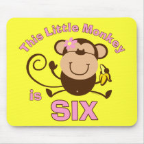 Little Monkey 6th Birthday Girl Mousepad