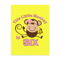 Little Monkey 6th Birthday Girl Postcard