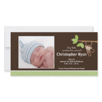 Little Monkey Baby Boy Birth Photo Announcement Photo Cards