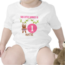 Little Monkey Birthday Personalised Baby Bodysuit