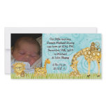 Little Monkey Boy Baby Birth Announcement photo cards
