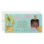Little Monkey Girl Baby Birth Announcement photo cards