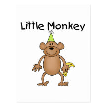 Little Monkey with Party Hat Tshirts and Gifts Post Cards
