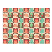 Little Octopuses Chequered Pattern Postcards