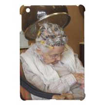 LIttle Old Lady Sleeping Under Hair Dryer iPad Mini Covers