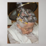 Little Old Woman Asleep Under Hair Dryer posters