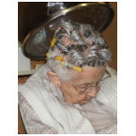 LIttle Old Woman Asleep under hair dryer t-shirts