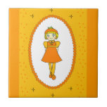 Little Orange Fruit Girl Tile
